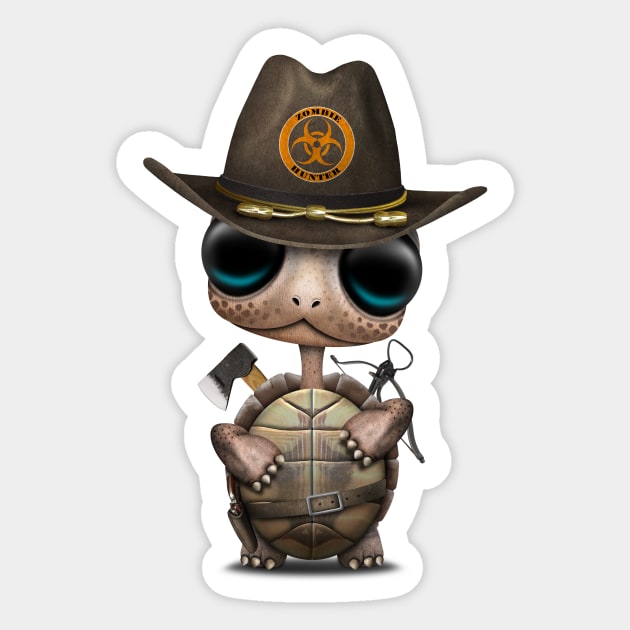 Baby Turtle Zombie Hunter Sticker by jeffbartels